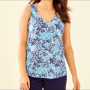 NWT Lilly Pulitzer Gigi Spritz Light Aqua Top L